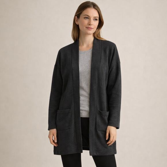 Free Fly Apparel Sweaters - Free Fly Women's Thermal Fleece Cardigan Size M Heather Black